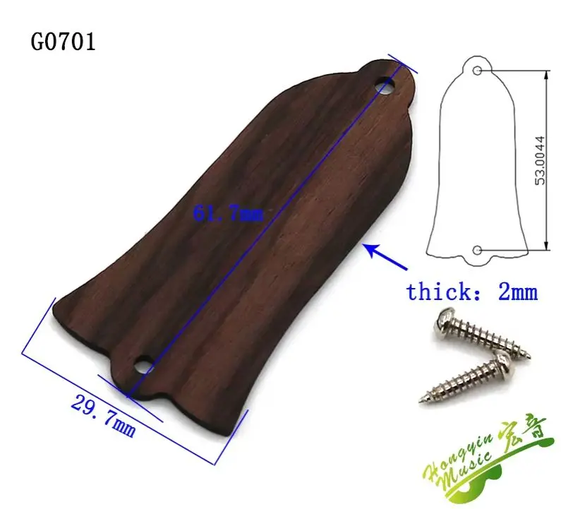 HUATOOL-Electric Guitar Truss Rod Cover, Iron Core, Bell-Shaped, 2 Hole, 3 Hole, Matching Screw, 1 Piece