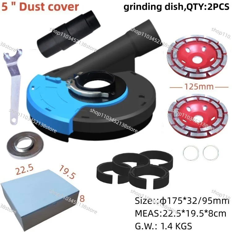 5 Inch Dust Cover 125 Angle Grinder Dust Cover 180 Angle Grinder Grinding Cover 230 Stone Concrete Dust-free Grinding