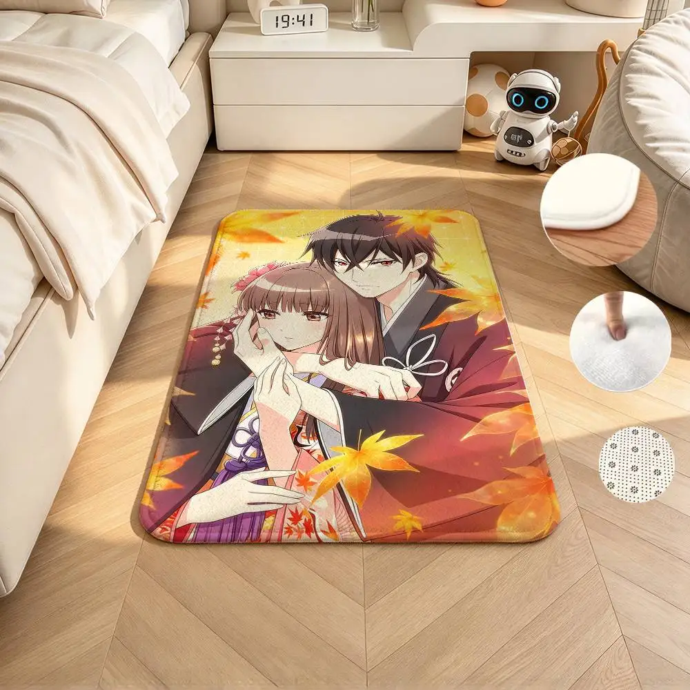 Ogre-Bride Yuzu Fantasy Anime  Short Plush Bathroom Door Mat, Hallway Decor Rug, Home Entry Welcome Floor Mat