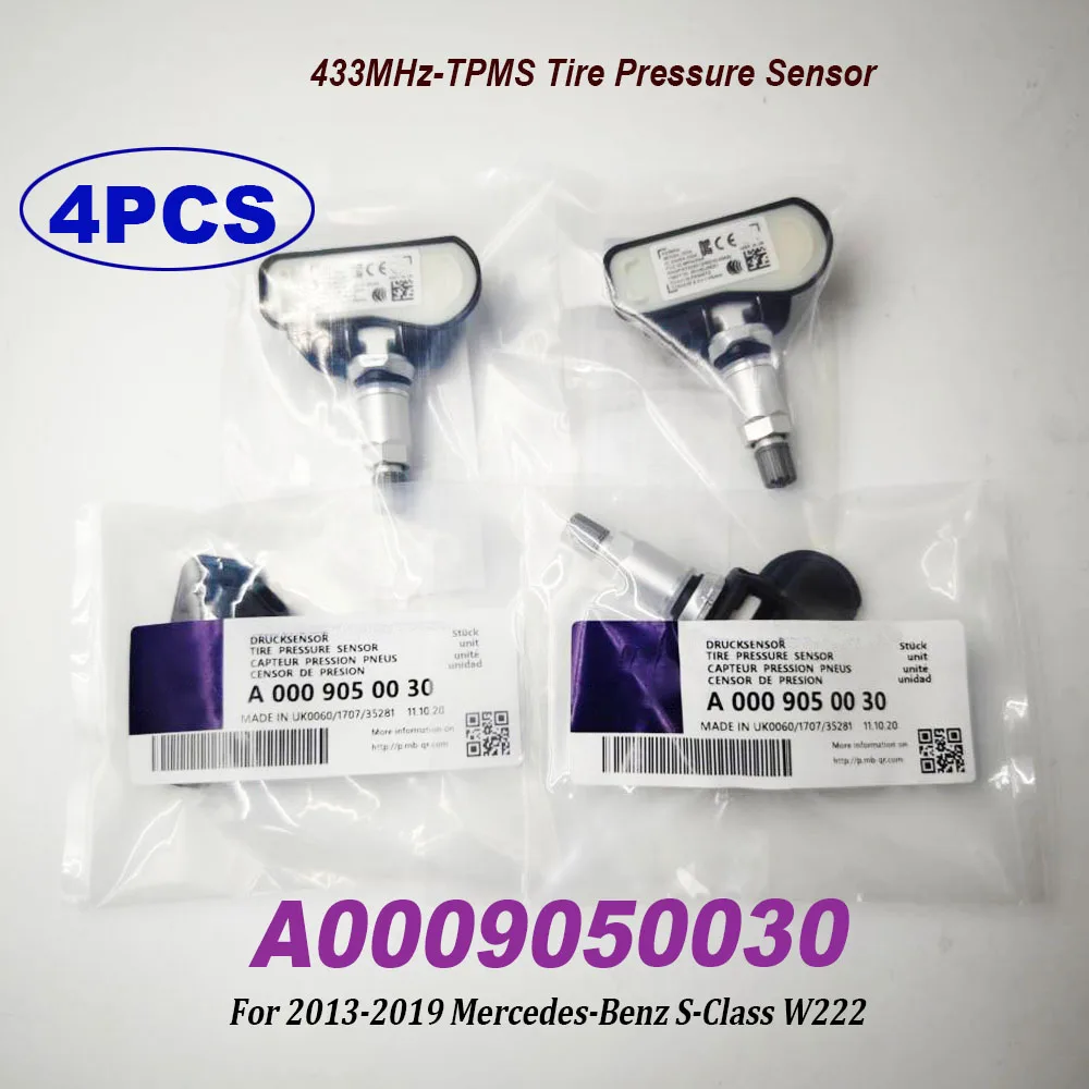 NEW 4PCS A0009050030 Tire Pressure Monitor Sensor TPMS 433MHz FOR 2013-2019 Mercedes-Benzz S-Class W222 670002790 0009050030