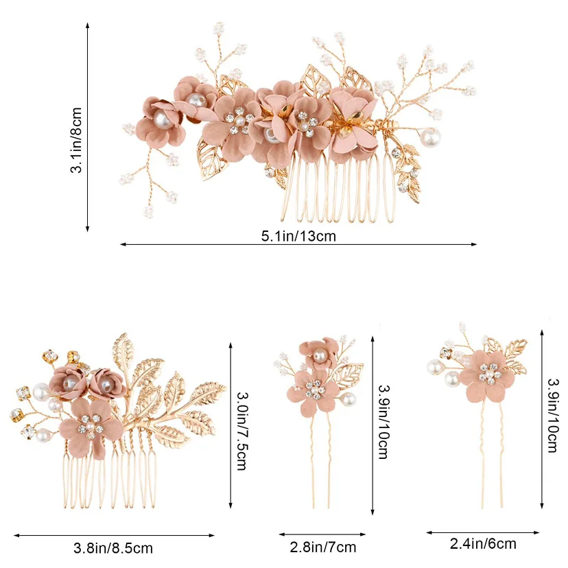 Korean-Style Bridal Wedding Hair Accessories, Blue, Purple, Pink, and White Fresh-Style Hair Combs, Girls' Bridesmaid Hair Accessories view 5