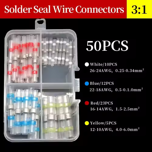 10 ~ 500pcs Solder Seal  Wire Connectors Kit Heat Shrink Butt Crimp Terminals Waterproof Electrical Cable Splice Connector - Image 13