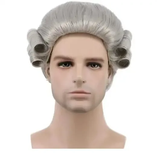 Lawyer Judge Baroque Cosplay Curly Wig Grey White Black Men Costume Wigs Deluxe Historical Long Synthetic Wig For Halloween