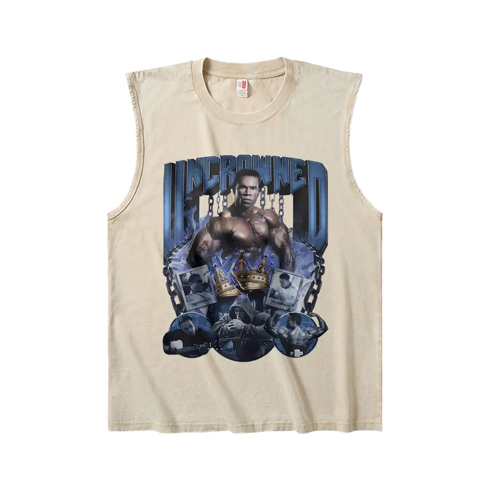 

Uncrowned Kevin Levrone Vintage Washed Tank Tops T-shirt Men Women Clothing Casual Funny Geek Fitness Powerhouse Gym Vest Tshirt