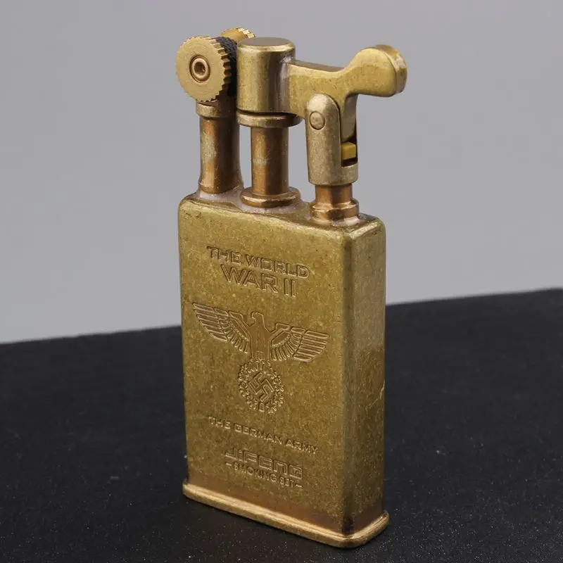 JIFENG Brass Retro Gasoline Lighters Antique Collection Metal Men\'S Cigarette Lighter Gift 27*61mm