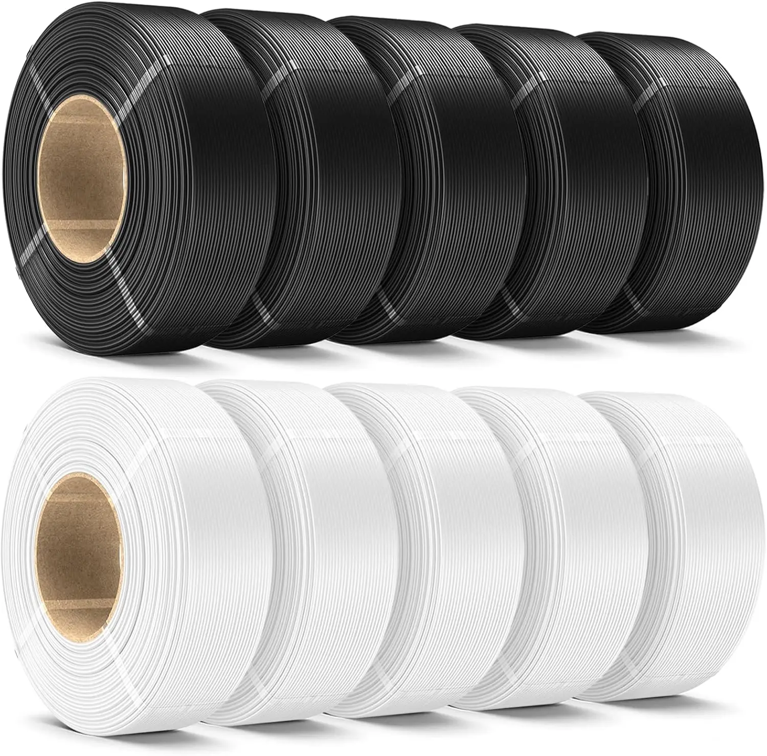 

10 кг PLA+ филамента для 3D-принтера, 1,75 мм, без катушки для многоразовых катушек, 5 кг, черный и белый