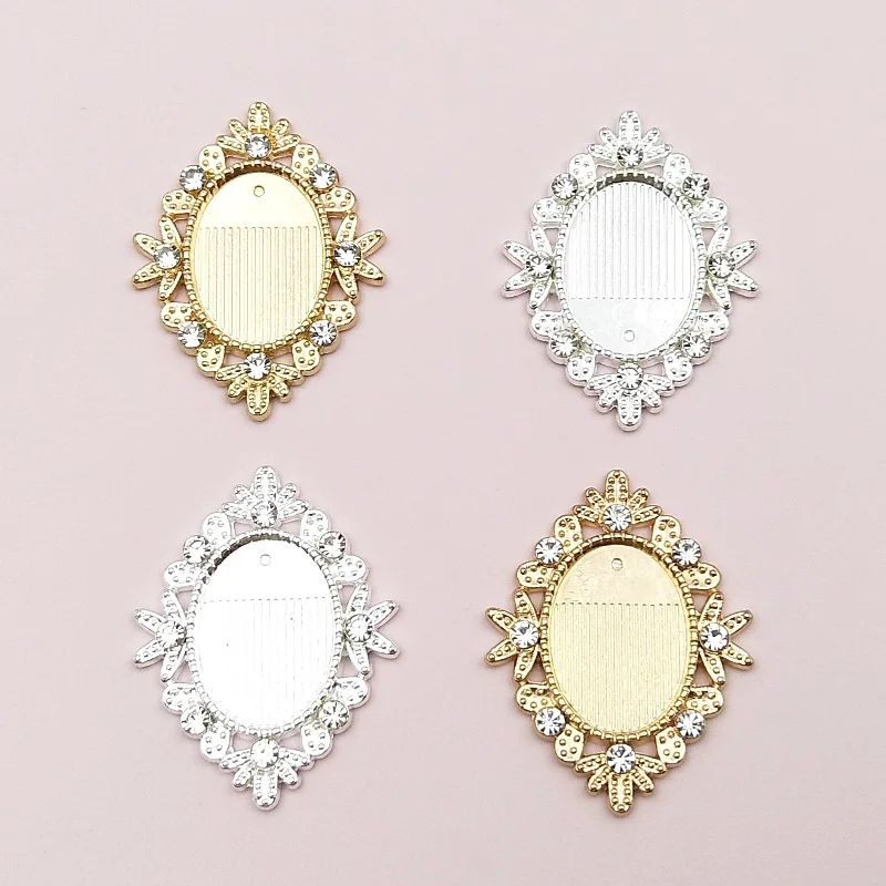 10pcs 18x13mm Inner Size 2 Color Vintage Style Cameo Cabochon Base Setting Charms Pendant necklace findings