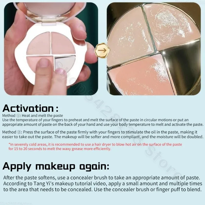 TIMAGE Three-color Facial Concealer Covers Spots Acne Marks Tear Troughs Nasolabial Folds and Dark Circles Under The Eyes