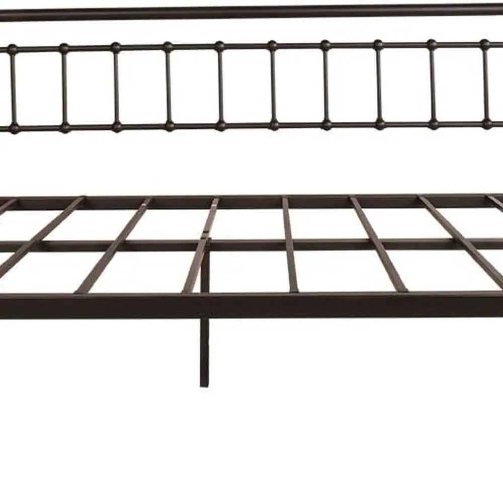 إطار سرير نهاري معدني من DAFIFY، شرائح شديدة التحمل، سرير أريكة، مرتبة كريم أساس، سرير نهاري مزدوج، أسود غطى بالرمل #4