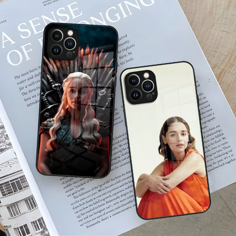 Emilia Clarke Phone Case for Iphone 15 14 12 11 13 Pro Max Mini X Xr Xs Se 8 Puls glass