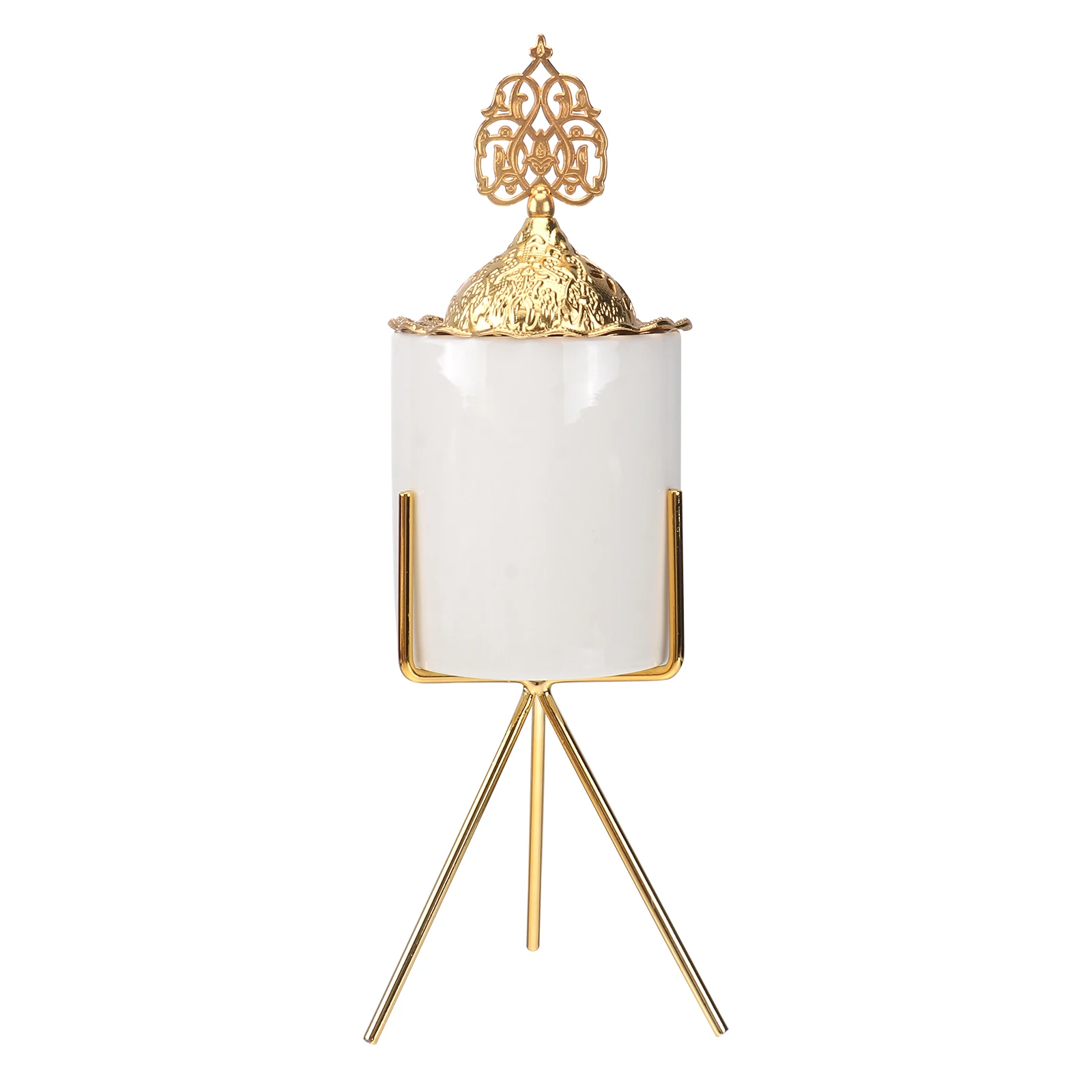 

1pc Golden Incense Ceramic Metal Cone Holder Aromatherapy Bedroom Yoga Decoration Arab Style Arabic Incense Burner Home
