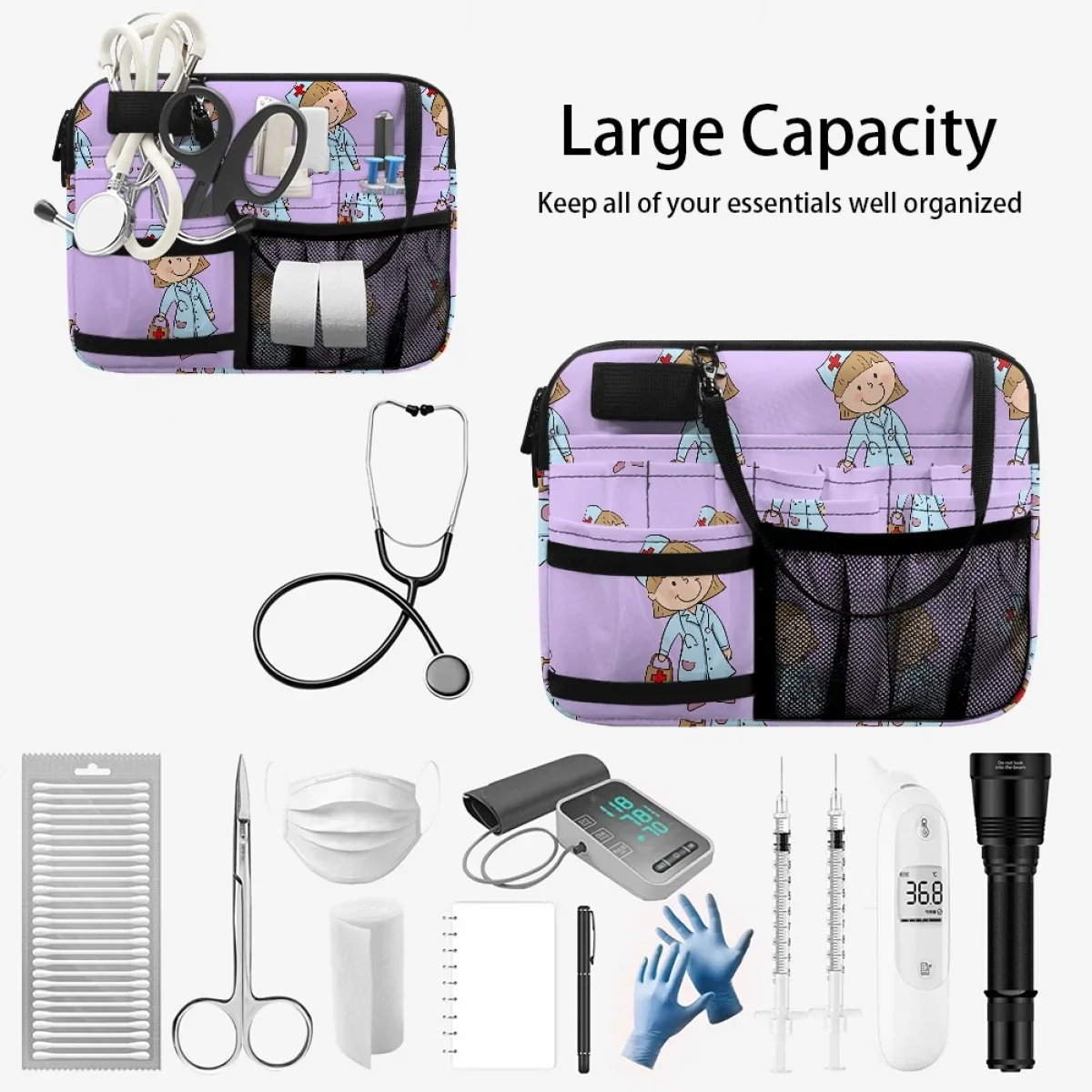 Nurse Fanny Pack Cartoon Nurse Medical Doctor Portable Practical Waist Bag Medicine Stethoscope Bandage Pen Storage Sac Femme