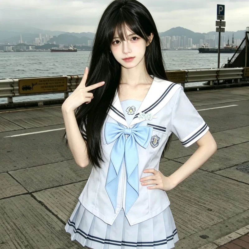 Japanese Sailor Suits College Seifuku Long/Short Sleeve Women High School JK Uniform Skirt Set for Girls Basic Campus Outfit