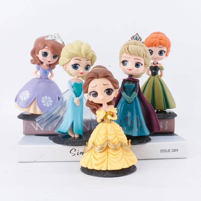Cartoon Princess Anime Peripheral Action Figures Dolls Elsa Anna Hua Mulan Sophia Bake Cake Miniature Ornament Accessories Toys