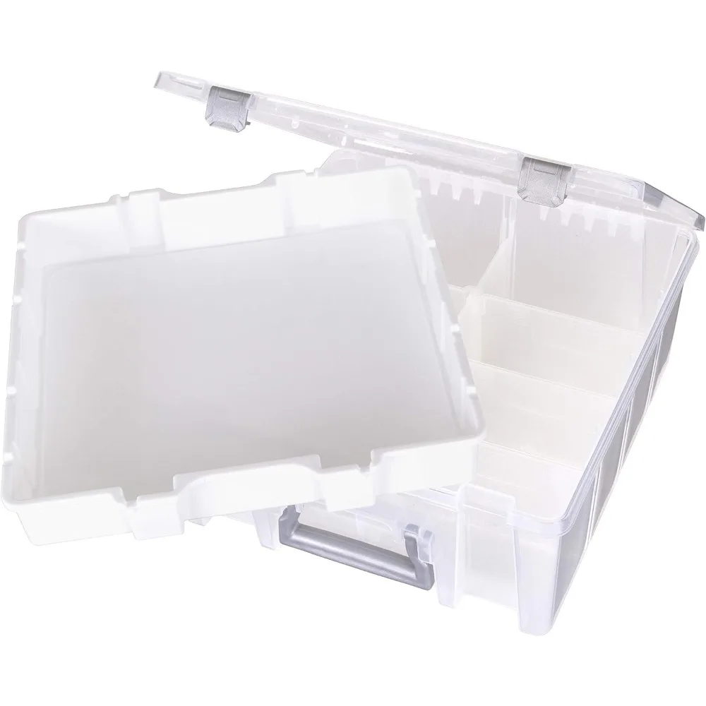 Podwójna, bardzo duża torba z wysuwaną tacką i wyjmowanymi przegródkami do organizacji przechowywania w domu.