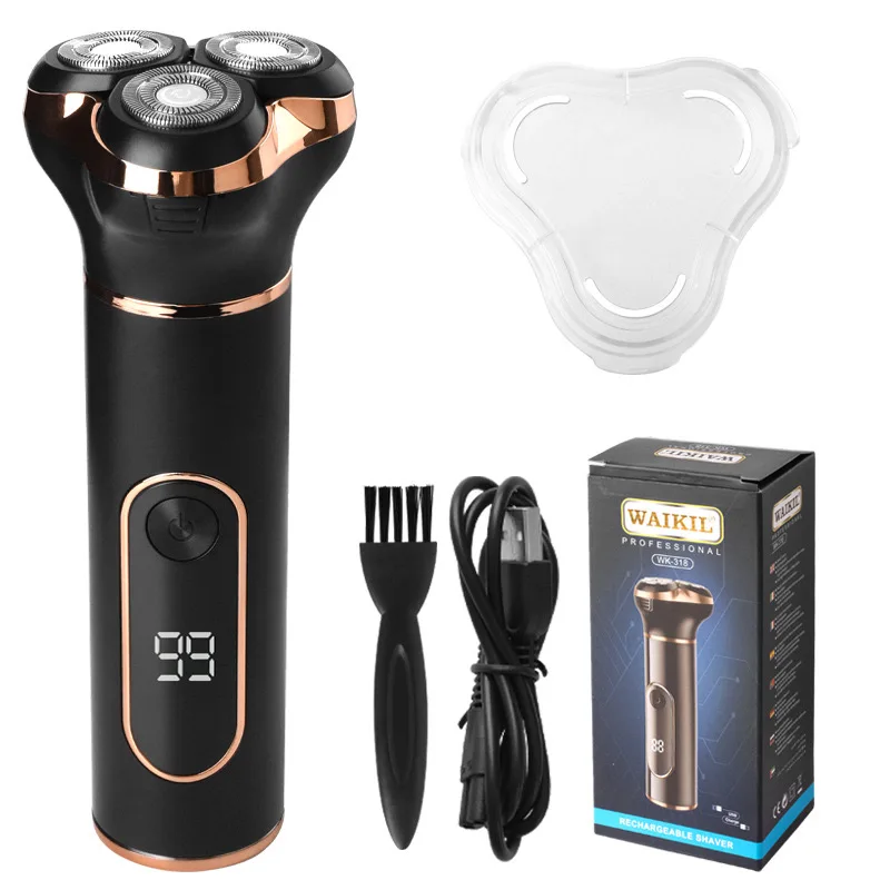 Новинка, Мужская электрическая бритва для красоты WAIKIL с аккумулятором и ЖК-дисплеем, профессиональная электрическая бритва с плавающей головкой