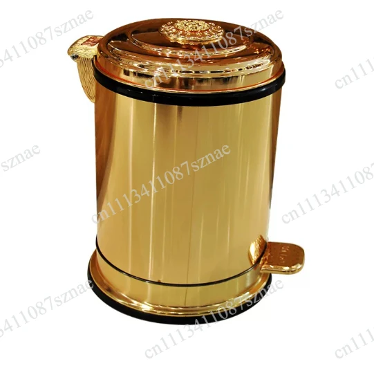 6/10L Stainless Steel Metal Trash Bins Bronze Dustbin Foot Pedal Trash Can Kitchen Waste Bins for Luxury Home Decoration