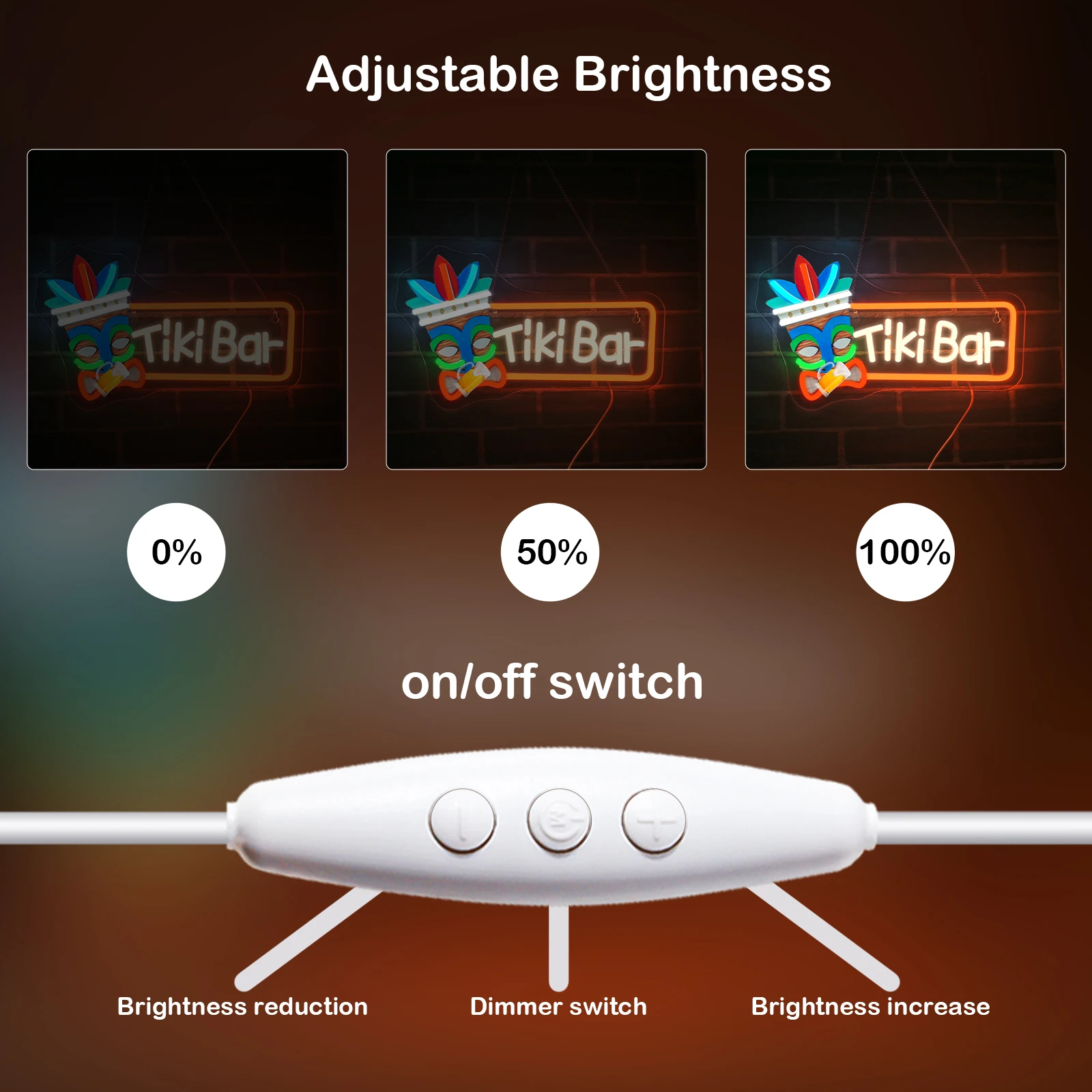 Tiki Bar Neon Sign UV Led Sign Light Wall Hanging Decor Neon Light with Push Button Control for Man Cave Pub Recreation Room view 4