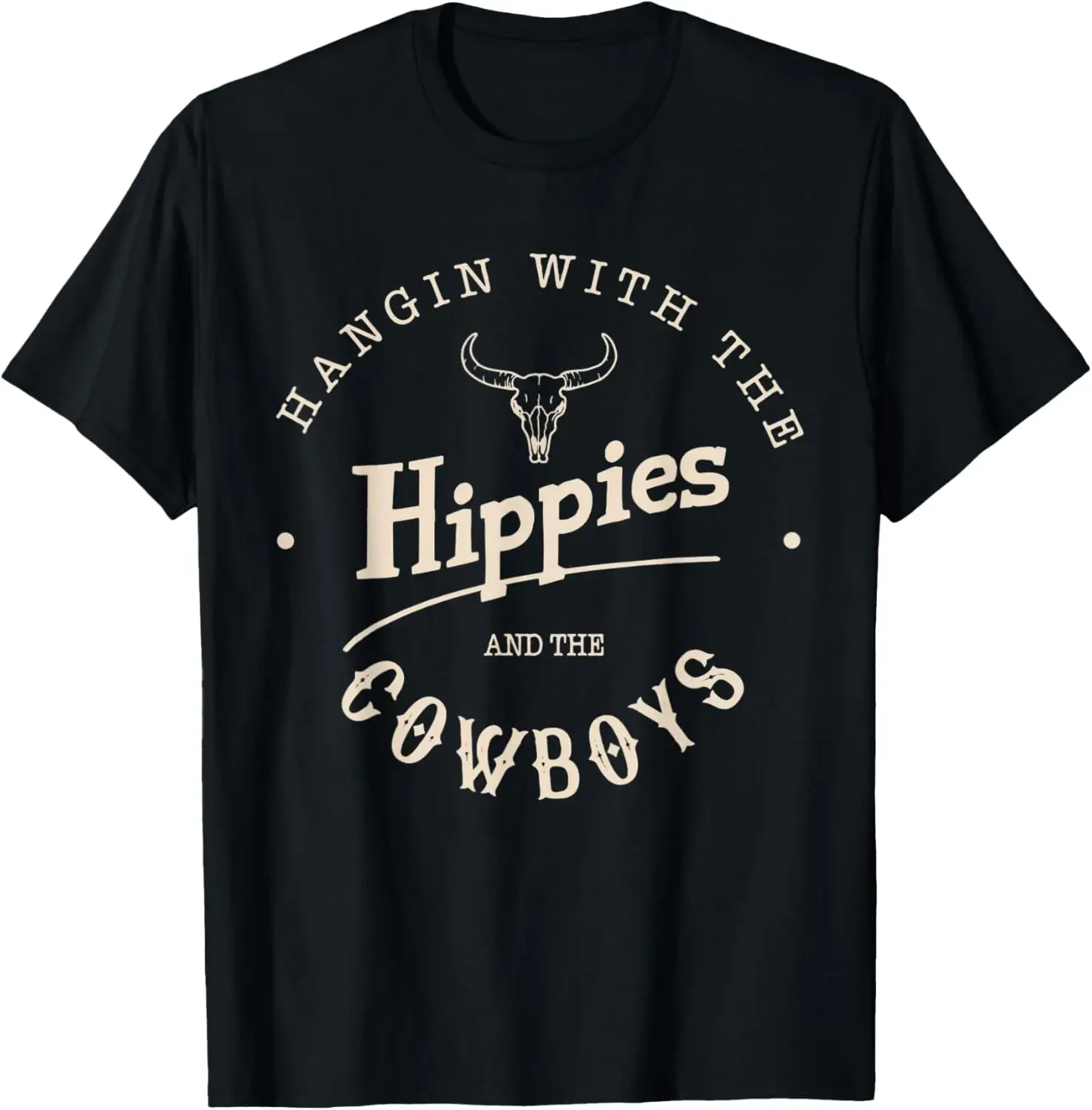 Hangin com os hippies e os cowboys t-shirt