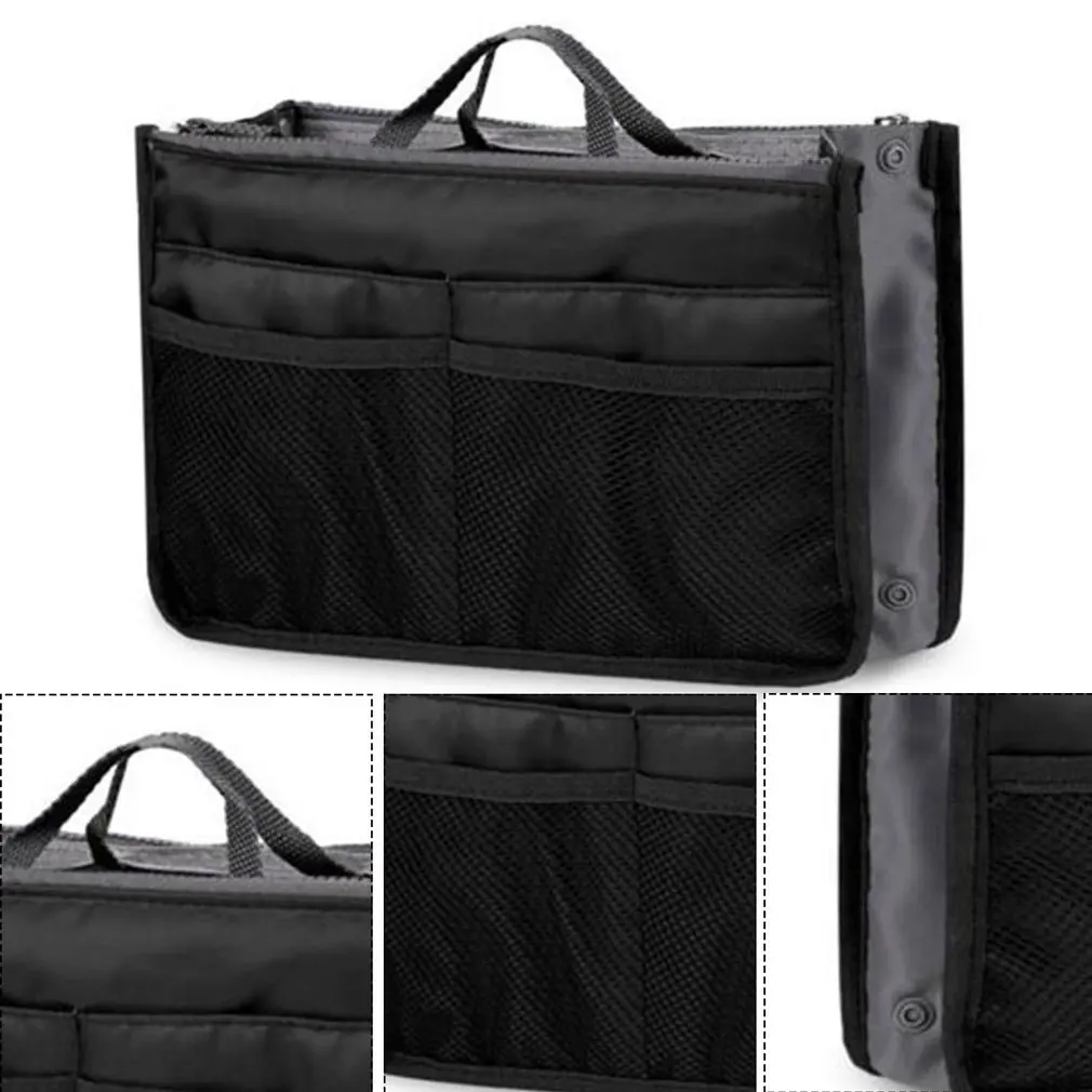 New Organizer Insert Bag donna Pocket Nylon Travel Insert Organizer borsa a mano borsa grande fodera Lady Makeup Storage Tidy Bag Case