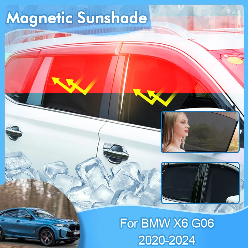 

Магнитный солнцезащитный козырек для BMW X6 G06 2020 2021 2022 2023 2024, защита от УФ-лучей