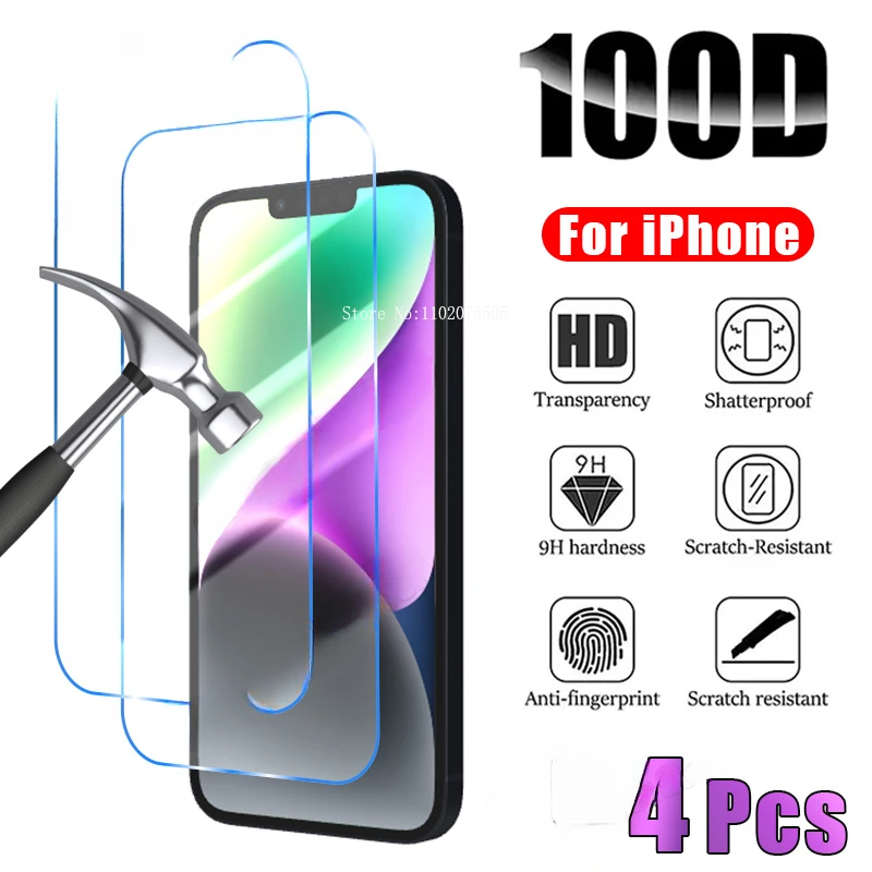4 Stück Displays chutz folien Sicherheits abdeckung Film auf iPhone 15 14 13 12 11 Pro Max Mini Displays chutz folie auf iPhone 15 14 plus x xs max xr