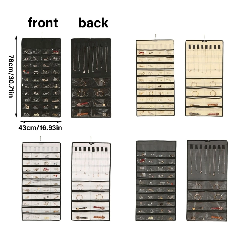 ジュエリー収納オーガナイザー クローゼット用 48ポケット 省スペース 壁掛け C1FC
