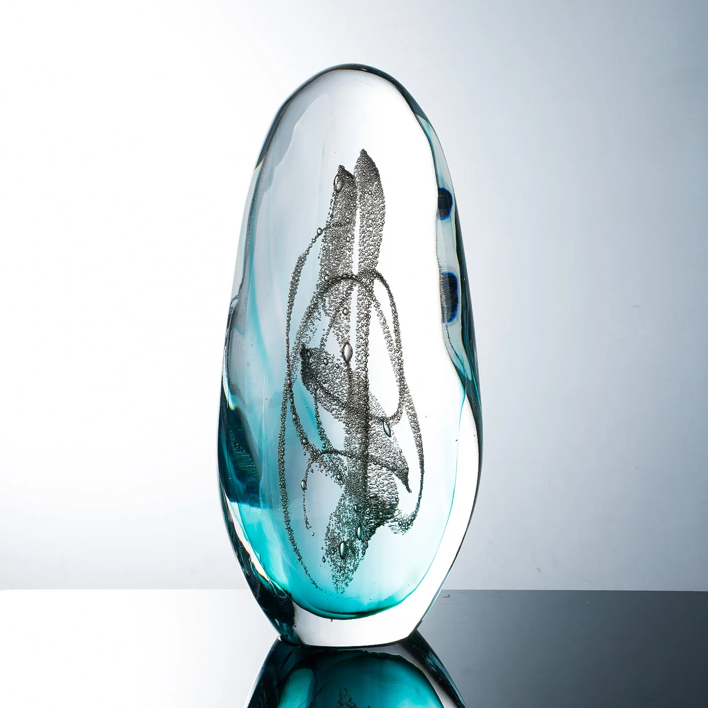 Heavy handmade glass moon rainbow ornaments blue light luxury living room entrance abstract art decorations for gifts