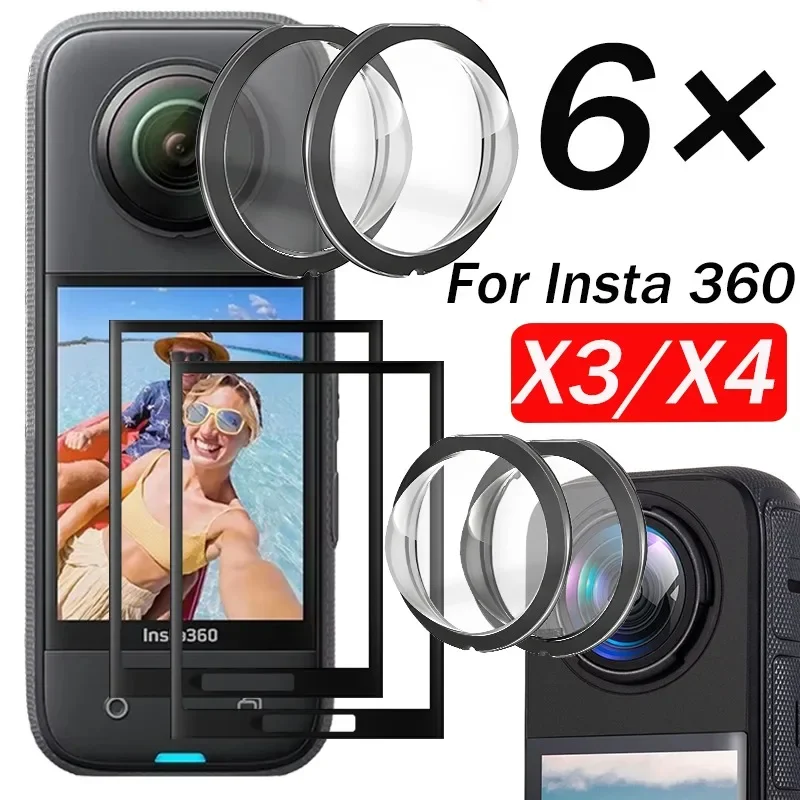 For Insta360 X3 X4 Action Front Back Camera Lens Screen Protective Films 9H Hard Tempered Glass For Insta360 X4 X3 Action Camera