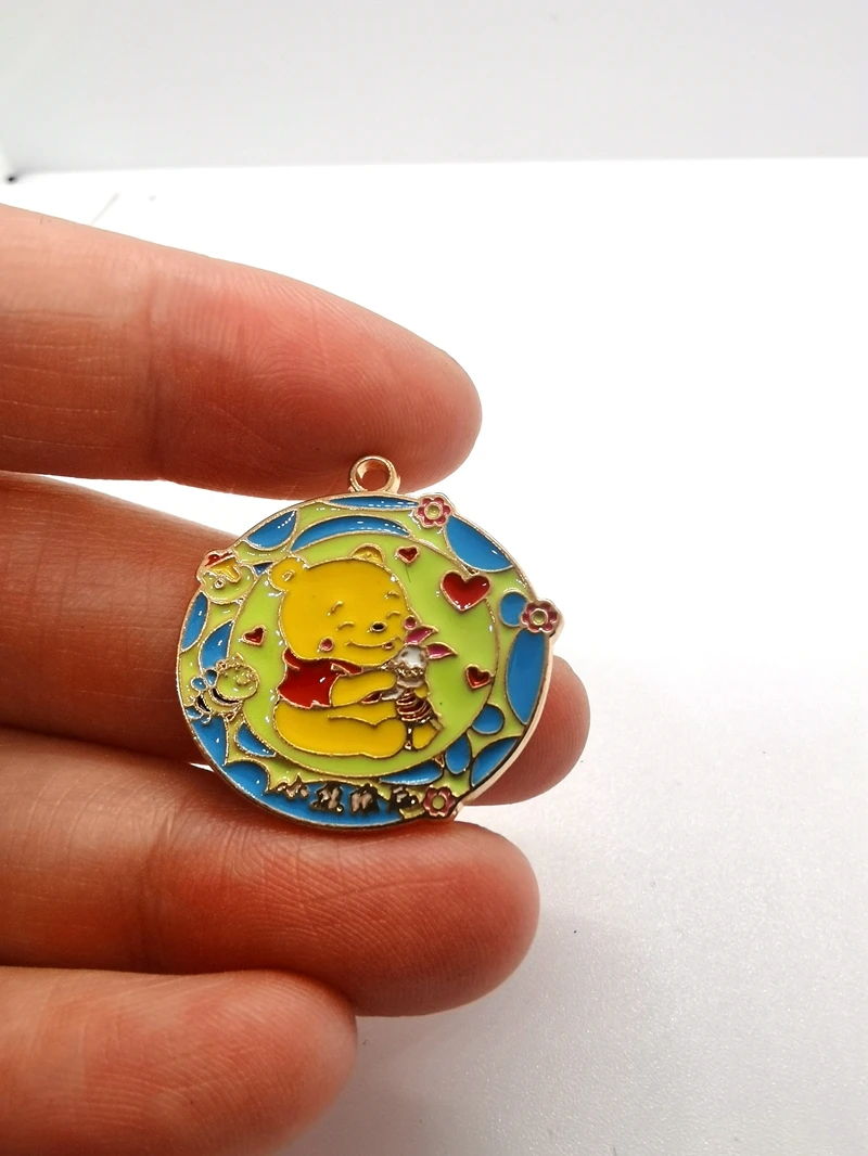 ديزني 10 قطع الدب المعادن المينا سحر الأقراط DIY مفتاح سلسلة قلادة قلادة سوار مجوهرات النتائج اليدوية هدية #4