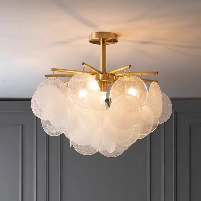 Modern Nordic Style Chandelier for Ceiling Wind Chimes Pendant Lights Glass Shell Shape Hanging Lamps Loft Room Decor Lustre