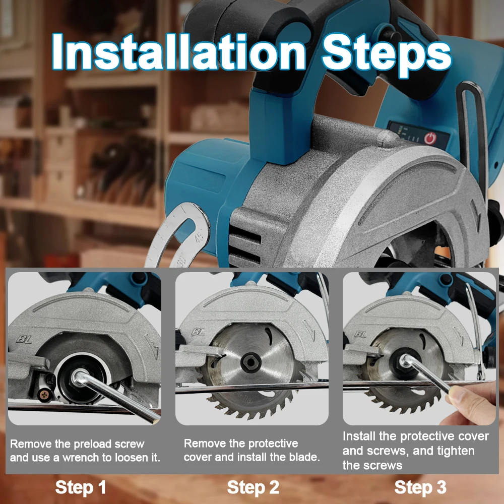 5 بوصة منشار دائري كهربائي بدون فرش 125 مللي متر منشار قطع النجارة اللاسلكي منشار متعدد الوظائف لدبوس بطارية ماكيتا (بدون بطارية)