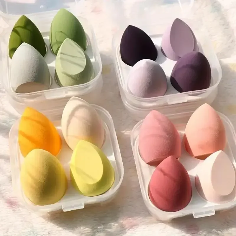 4-teiliges Ombre Make-up Schwamm-Set - Latexfrei für Foundation/Concealer, Farbverlauf-Mischschwämme in Reisegröße