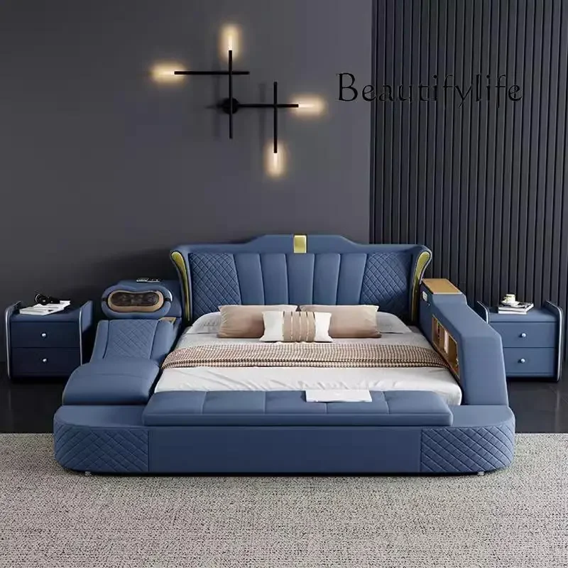 

BJ Storage Bedroom Bed Nordic Nightstands Upholstered Headboards Double Frame Bed Multifunctional Luxury Camas De Casal Furnitur