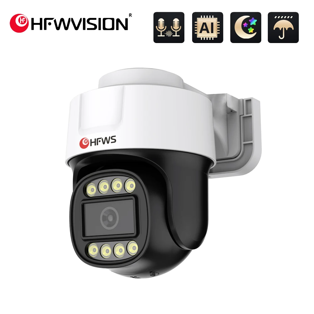 HFWVISION 8MP 4K PTZ IP Camera Outdoor AI Face Detection Audio POE H.265 Onvif CCTV Humanoid Detection Security Camera