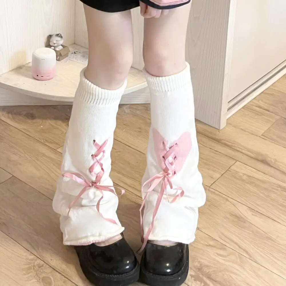 Lolita Leg Warmers Long Warmer Knit Socks for Women JK Kawaii White Leg Warmers Y2K Autumn Winter Crochet Socks Boot Cuffs