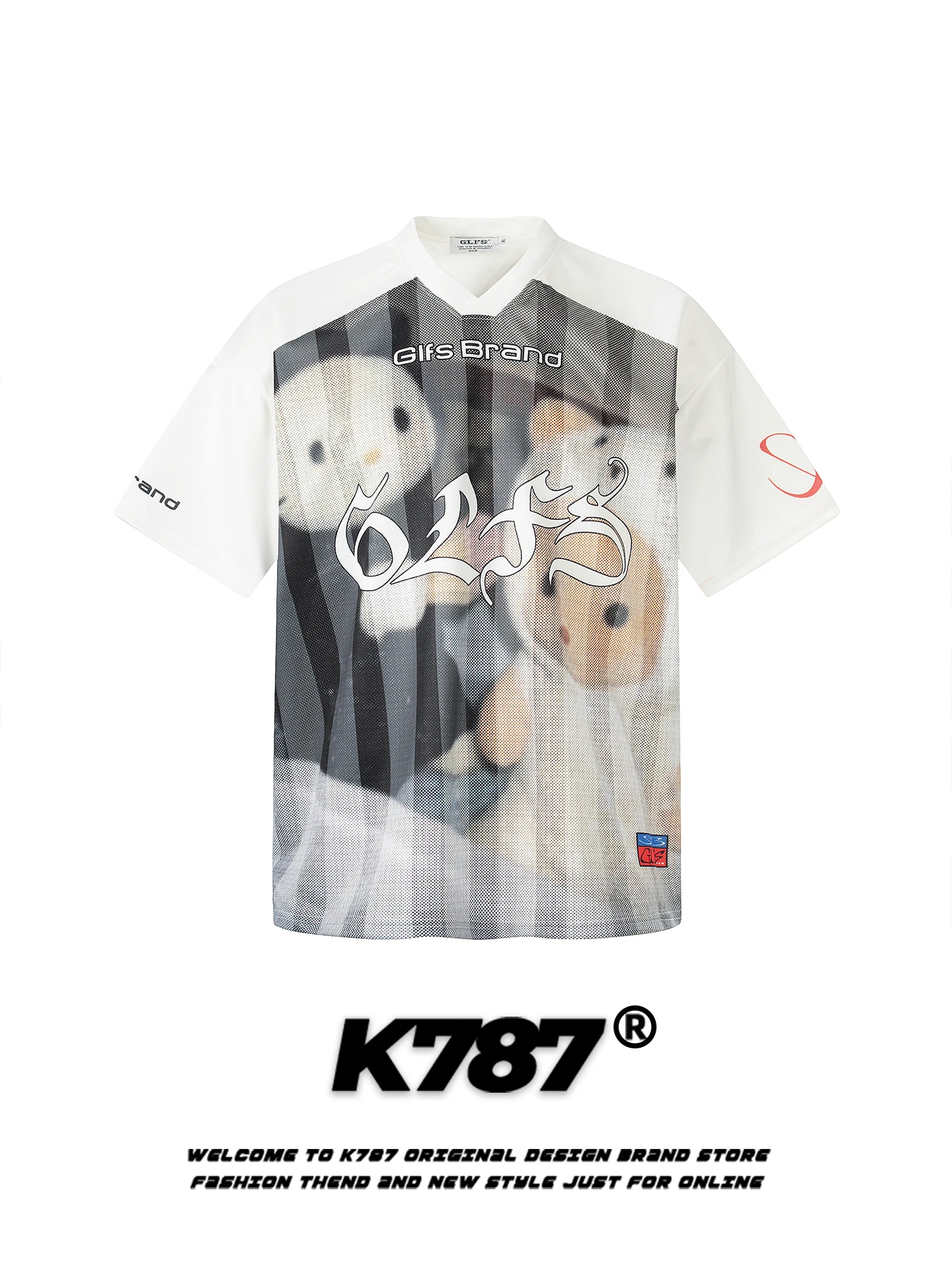 

K787 American Casual Cartoon Doll ort Sve T-irt ex Loose Summer Sport Sle Trendy Overhead irt Polyester Fiber