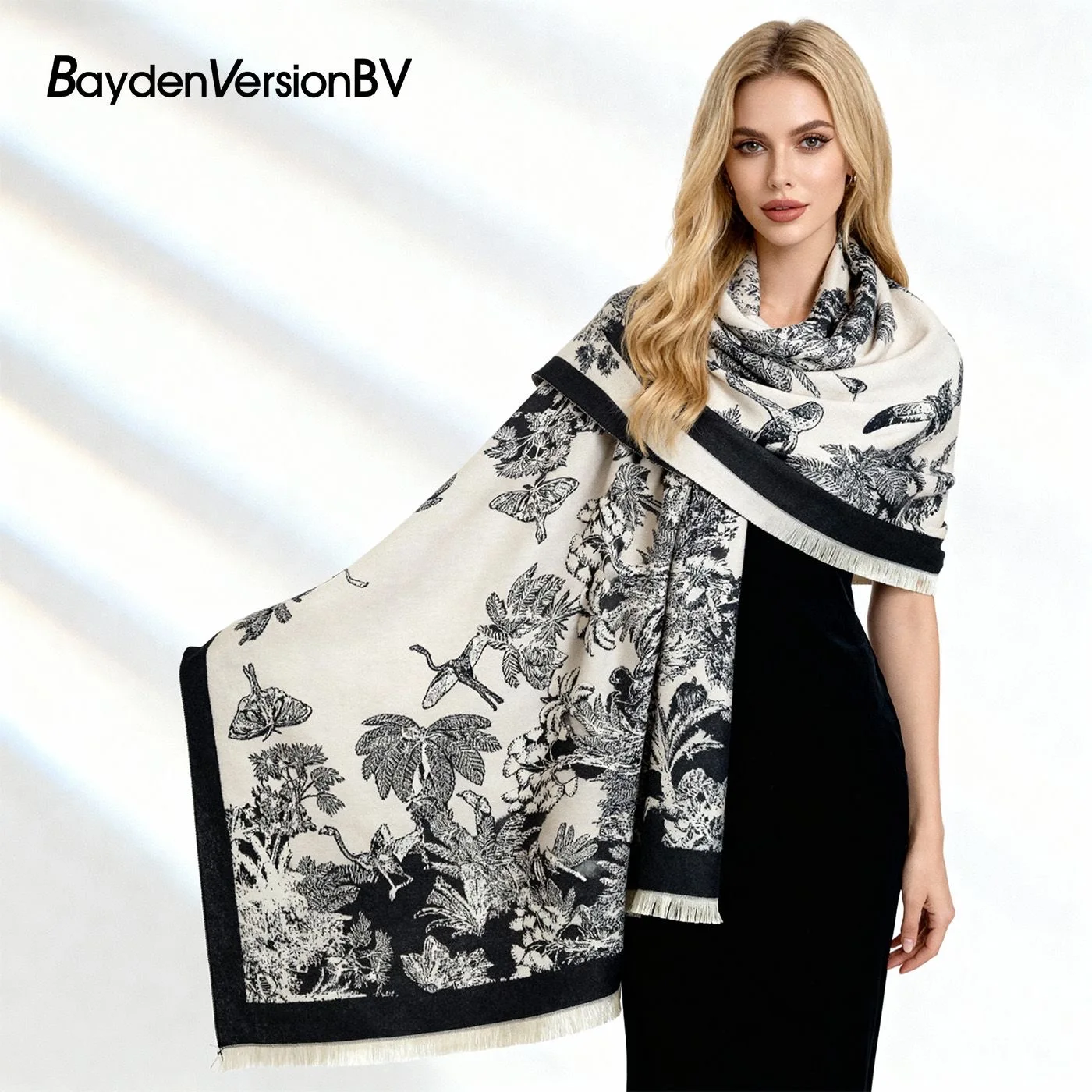 وشاح حبر مزدوج الجوانب جديد لعام 2025 للنساء شتوي سميك ودافئ متعدد الوظائف شال شتوي صندوق هدايا أساسي يأتي مع هدية