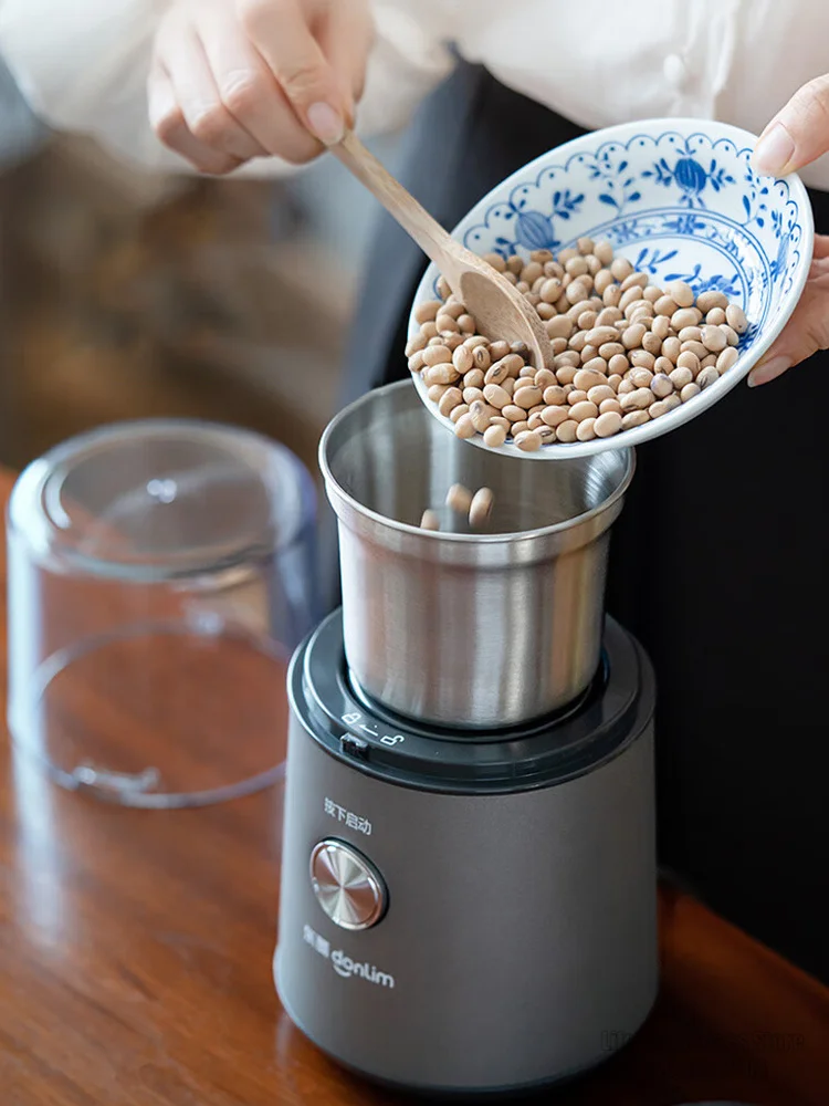 Donlim Electric Grinder Grinding Machine Cereal Nuts Spices Grains Grinder Coffee Beans Milling For Home Kitchen 80g DL-9701