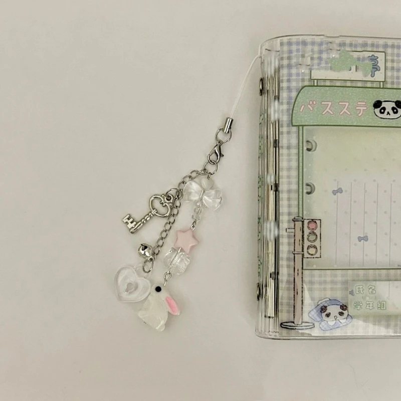 

Adorable Rabbits Bead Phone Chain Playful Rabbits Bead and Mobile Decoration Stylish Phone Strap Lanyard Charm