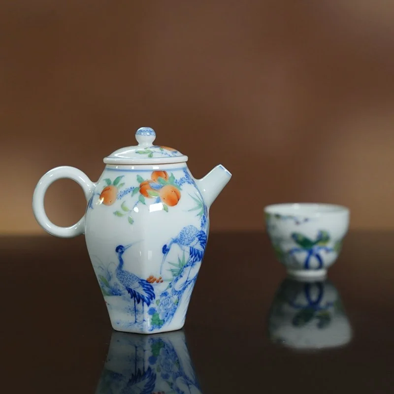 

Набор для чаепития Iman Tea Life Jilantang: Чайник, крышка, чашка, поднос с ручной росписью в сине-белом цвете, керамика, ручная работа