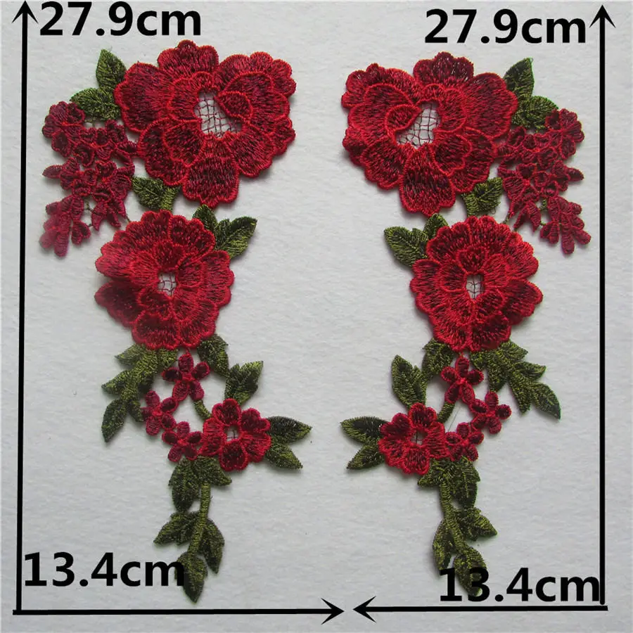 Ladies rose flower embroidery lace applique collar material sewing DIY clothing craft supplies accessories 1 pair for sale