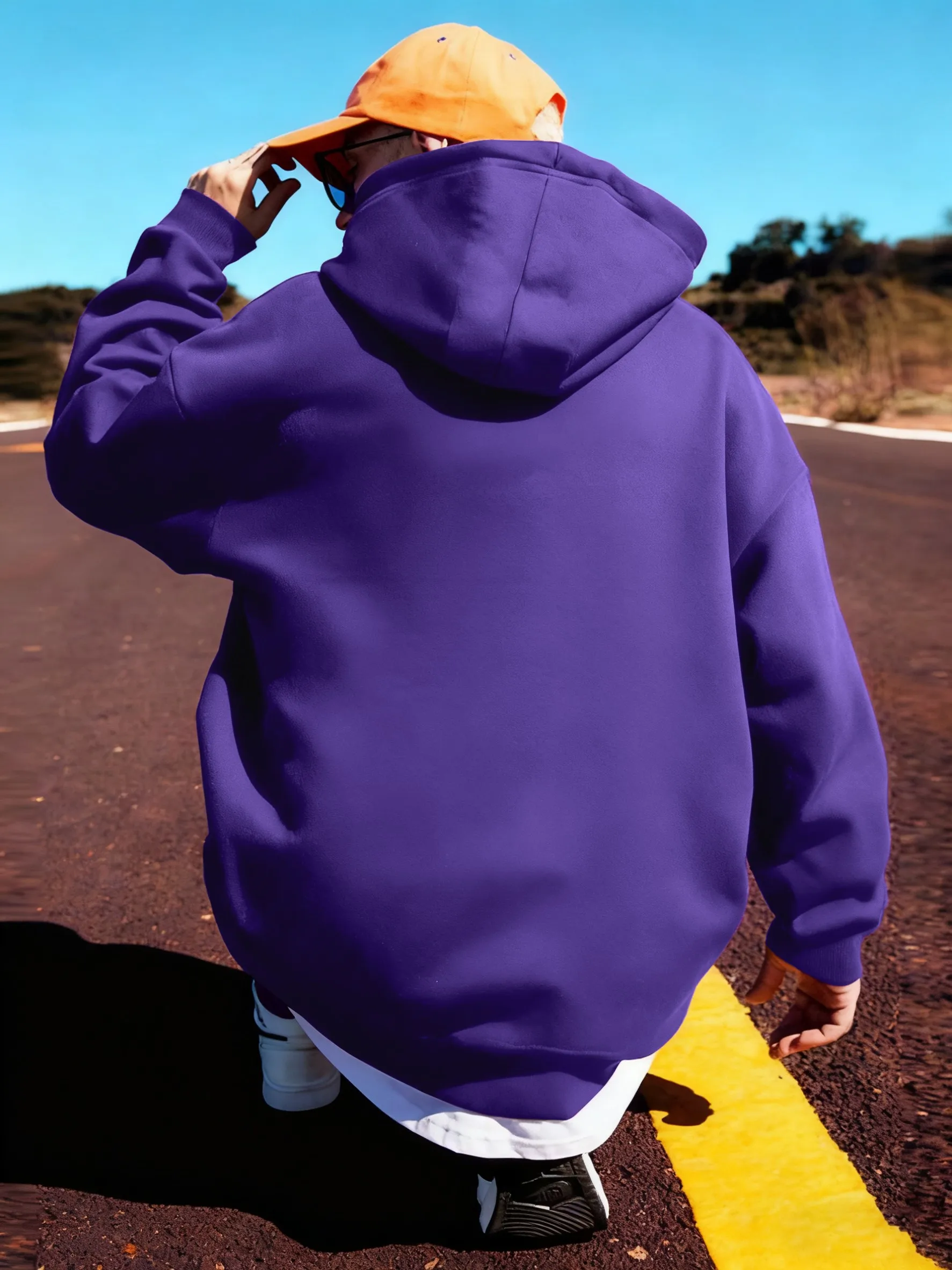 وايلد ويست رود شو طباعة فضفاض هوديس الرجال جيب ملابس رياضية لينة الصوف بلوزات كبيرة الحجم الخريف موضة ملابس للجنسين