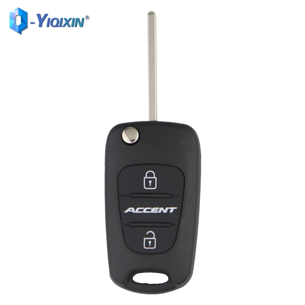 

YIQIXIN Keyless Entry Fob Cover Car Alarm Housing 3 Buttons For Hyundai Accent Folding Remote Key Shell Smart Case Replacement