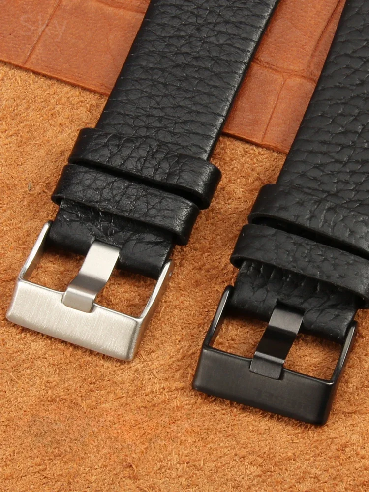 Genuine Leather Strap for Diesel Dz7313 Dz7322 7257 Dz4323 1657 Series Waterproof Breathable Litchi Pattern N26 28mm Watchband