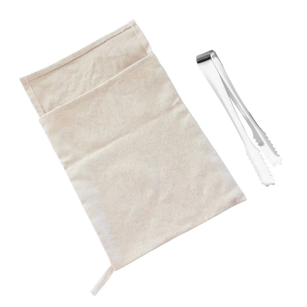 

2pcs Set Canvas Cotton Reusable Bags Dried Crushing Bag Crushed Crushed Ice Bag Ice Tongs Bar Tools Kitchen Accessories