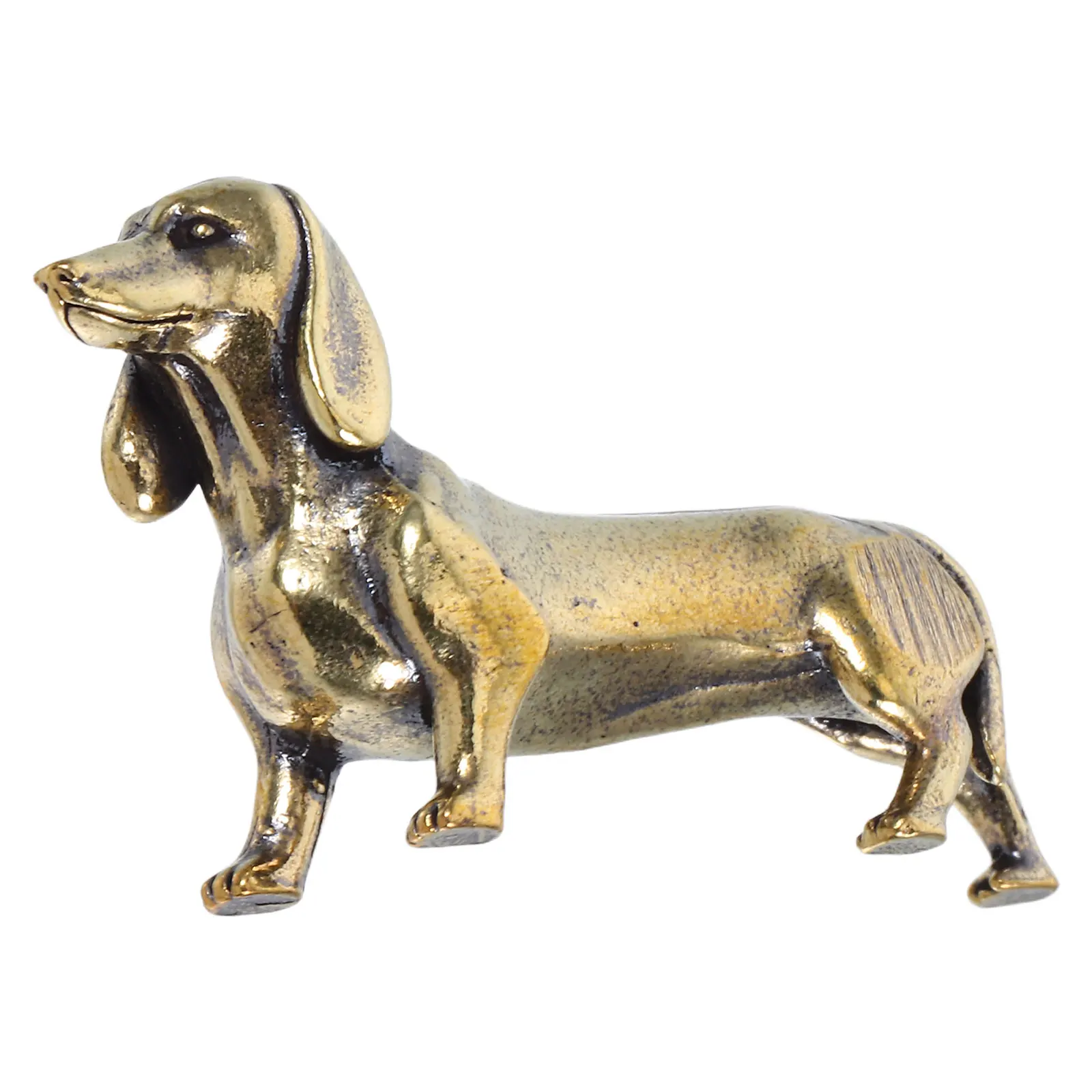 

Animal Figurine Brass Dachshund Desk Decoration for Home Miniatures