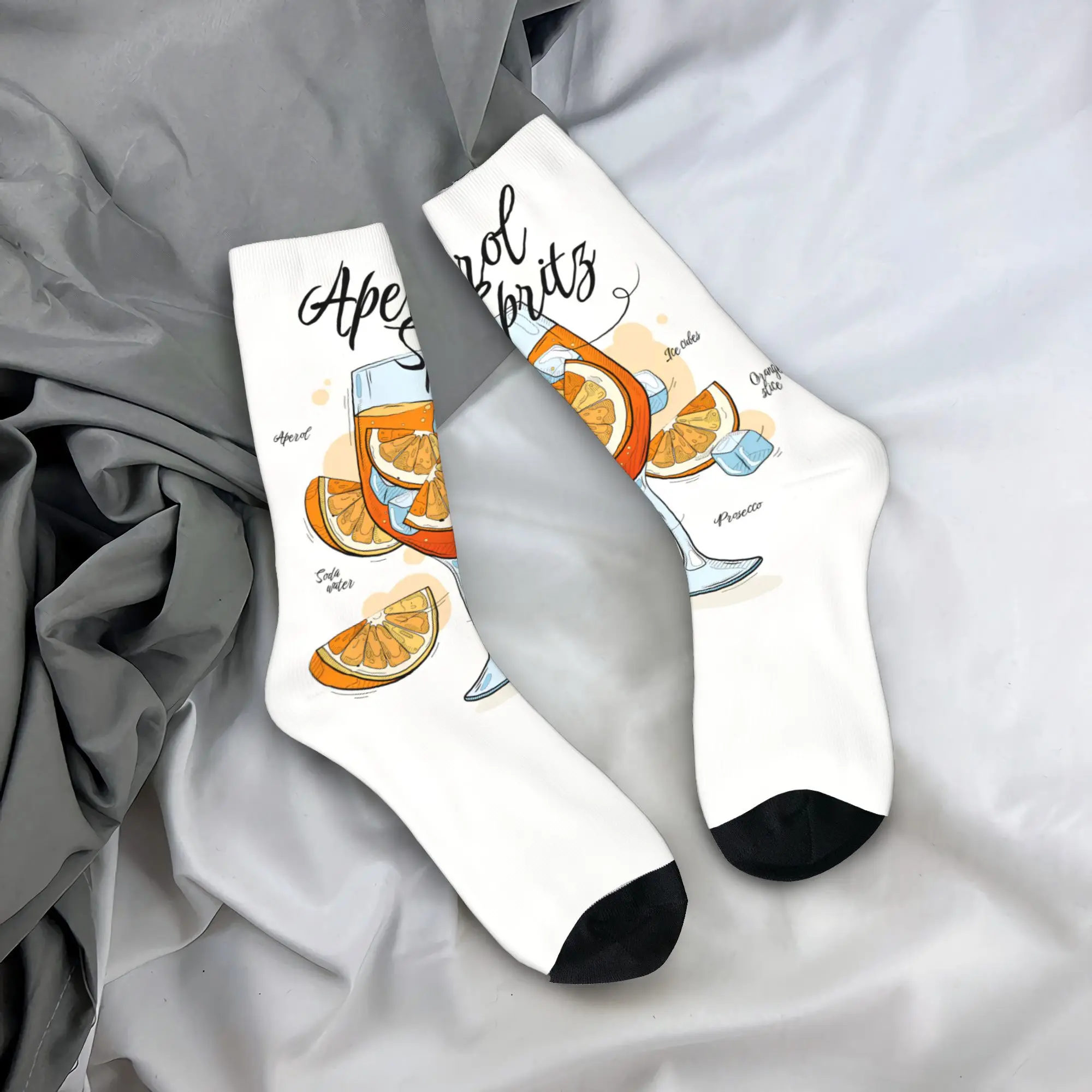 Носки Aperol Spritz, модные чулки, осенние противоскользящие носки для взрослых и мужчин, качественные носки для бега с принтом