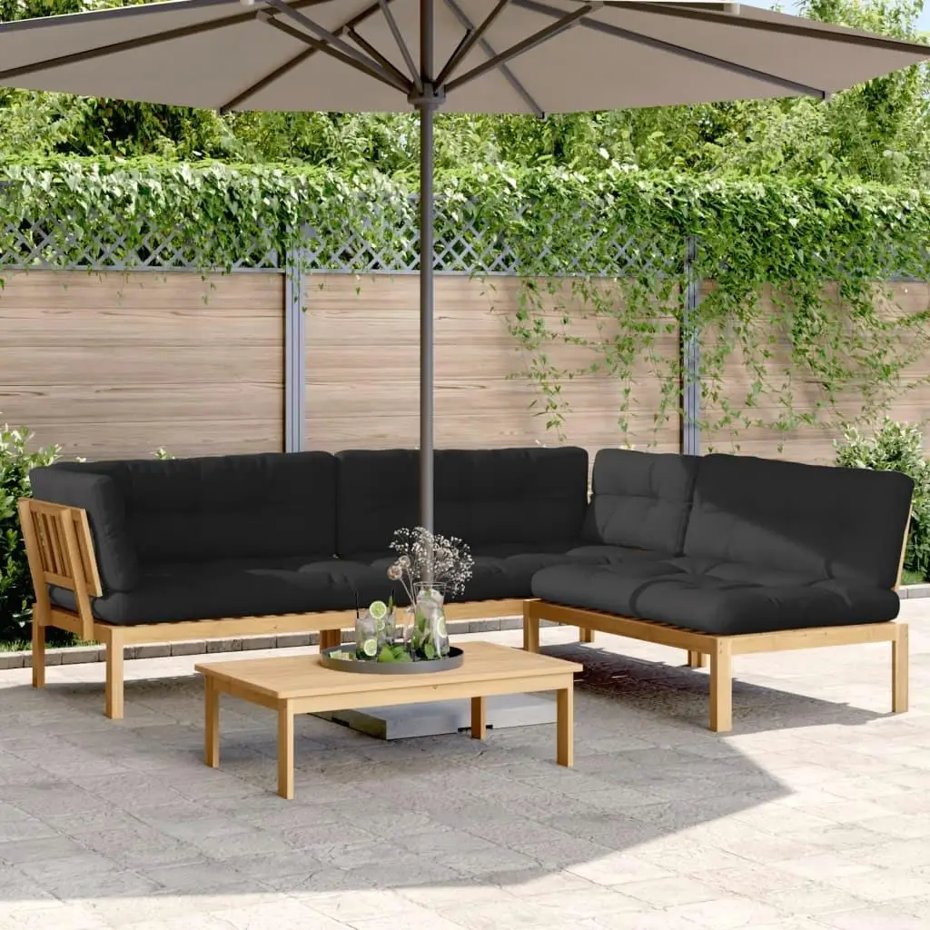 4-Piece Acacia Wood Patio Sofa Set with Cushions - Outdoor Furniture for Garden & Deck