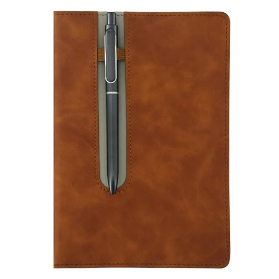 

Leather Notebook with Pen and Pen Holder Loop, 240 Pages, 80GSM Paper, College Ruled, Lay Flat, Suitable Journal for Work, Stud